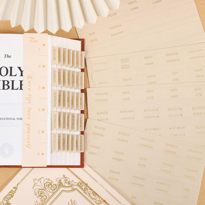 Laminated Bible Tabs, Gold Foil Embossed Lettering Bible Chapter Index Tabs for Women Men, Reposition Large Print Sticky Labels, Easy to Read and Apply, 105Chapters Labels for Easy Navigation (Black)