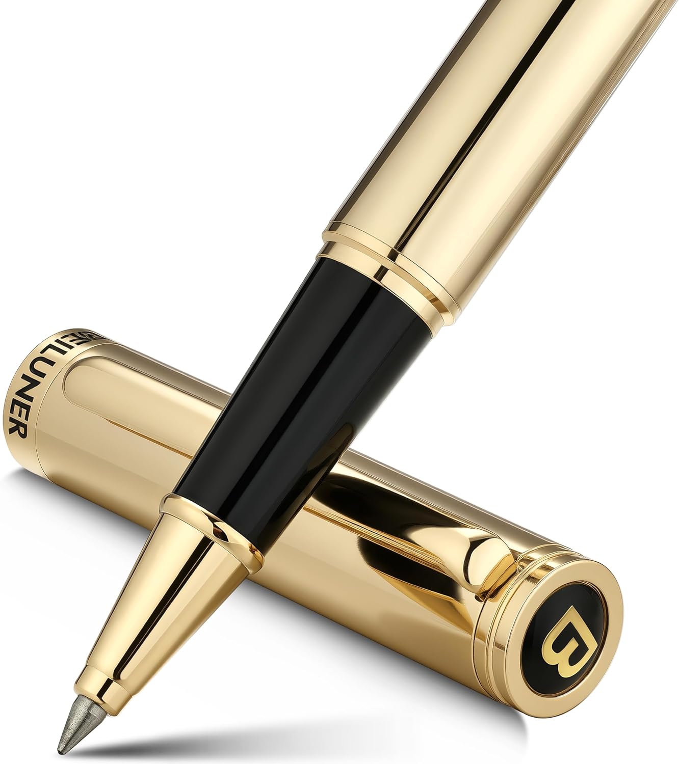 BEILUNER Luxury Rollerball Pen, Stunning Green Lacquer with 24K Gold Trim,Noble and Elegant Designs,Schneider Ink Refill, Best Gift Set for Men & Women, Refillable, Executive Writing, Nice Pens
