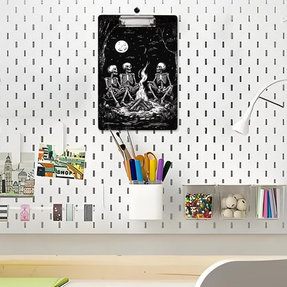 WAVEYU Fashion Cute Clipboard, Decorative Office Hardboard Wood Nursing Clip Board for Standard A4 Letter Size for Students, Women, Men, 12.5"x 9", Black+White02