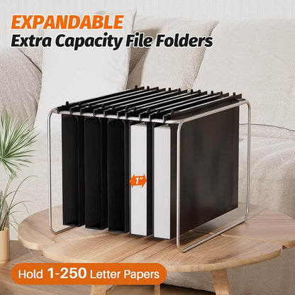 SHUTEX Extra Capacity Plastic Hanging File Folders,12 Pack Reinforced Hang Folder,Heavy Duty 1 Inch Expansion,Filing Cabinet Folders Letter Size for Bulk Files/Medical Charts, Black
