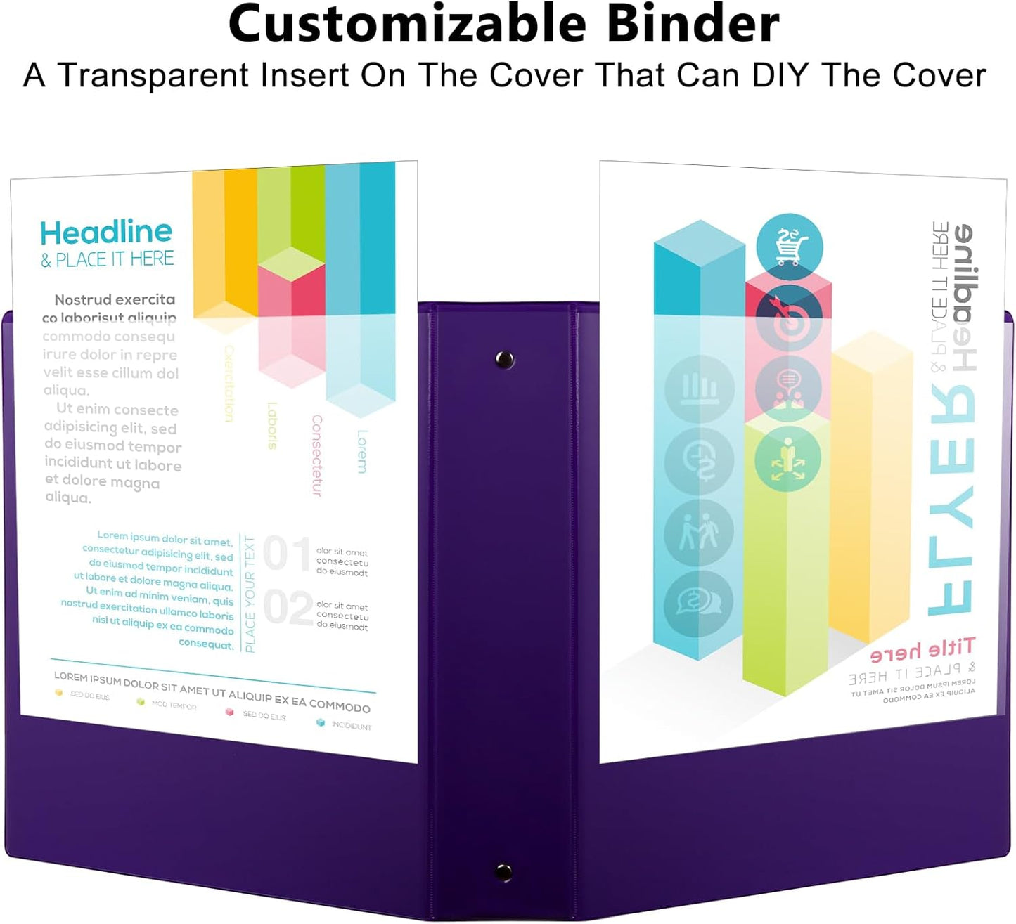 CIXILDTS 1-Inch Round Ring Binders, Standard 3 Ring Binder Fit Letter Size Paper, Presentation View Binders, 6 Packs, Assorted