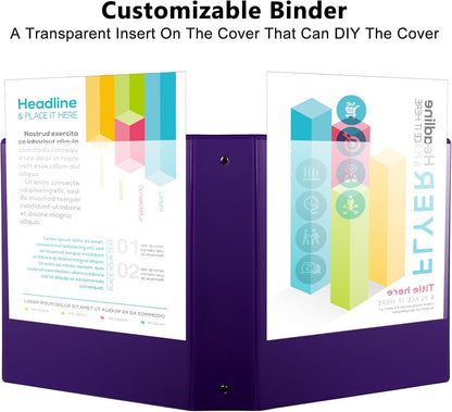 CIXILDTS 1-Inch Round Ring Binders, Standard 3 Ring Binder Fit Letter Size Paper, Presentation View Binders, 6 Packs, Assorted
