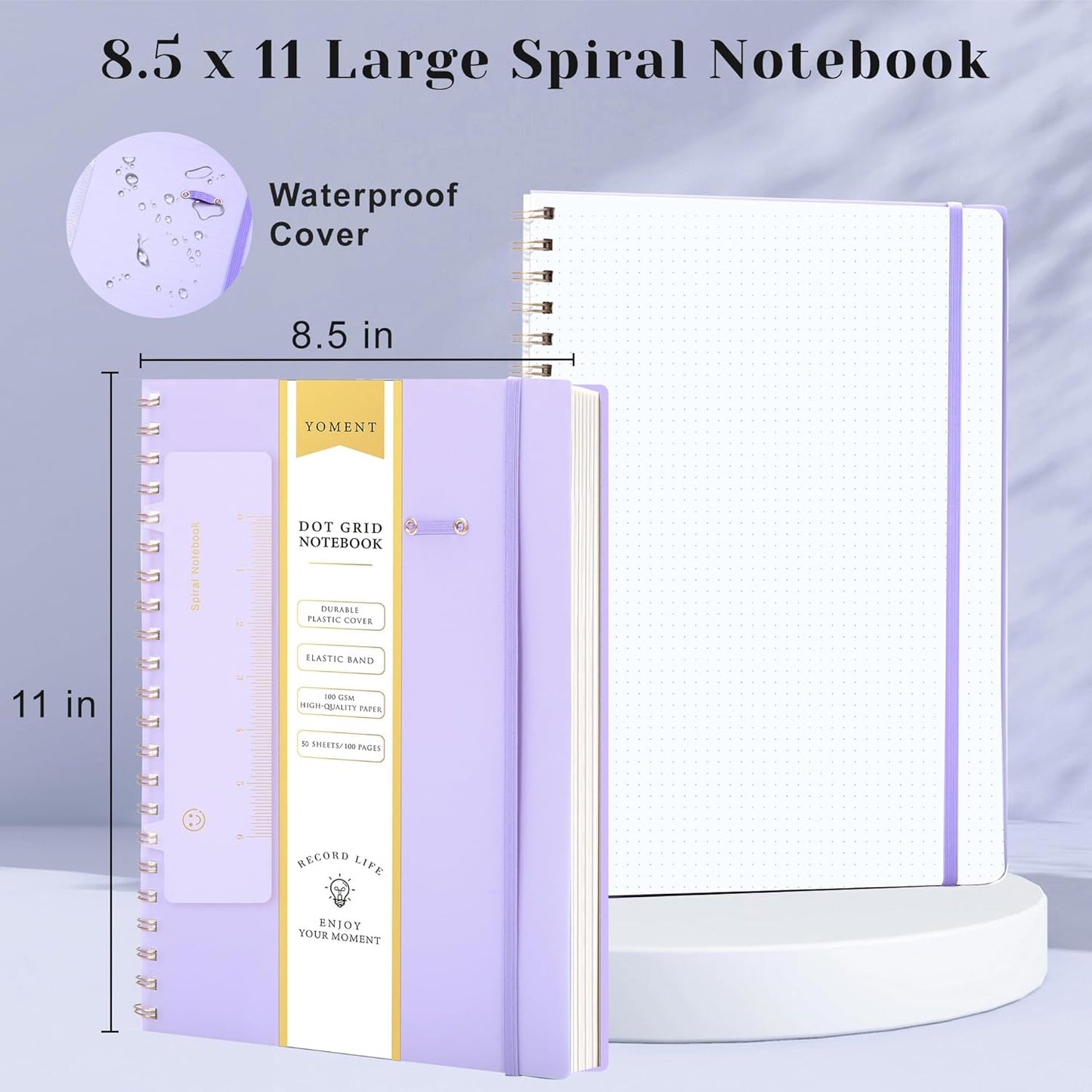 Yoment Graph Paper Spiral Notebook A5 Graphing Notebook 160 Pages Graph Paper Notebook Spiral Bound Waterproof Plastic Hardcover Spiral Journal 5x7 Grid Notebooks for Note Taking,Black