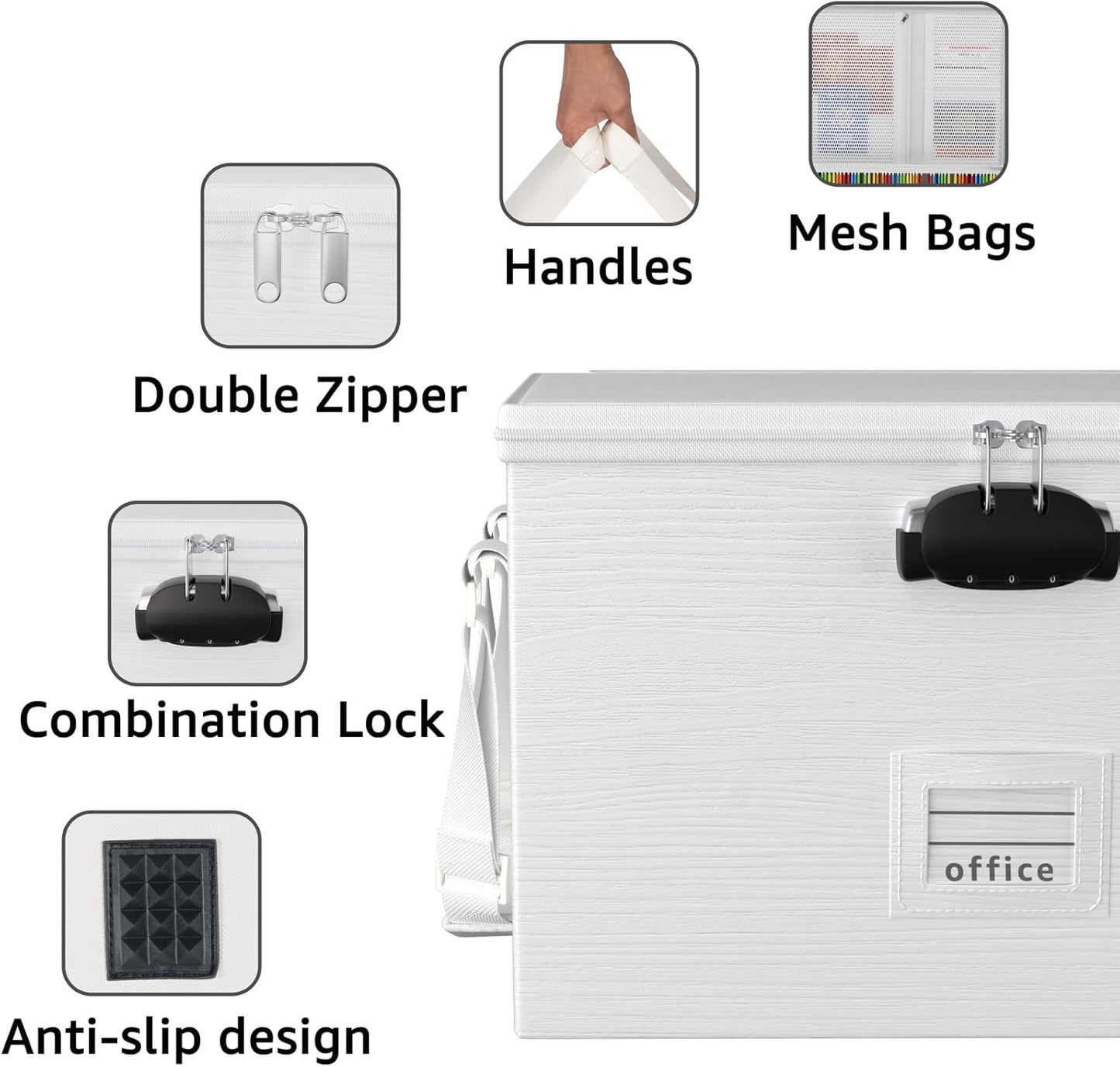 ROSONG Fireproof Document Box File Organizer - Portable Locking Filing Storage Box with Handle Waterproof for Hanging Letter/Legal Folder Important Document