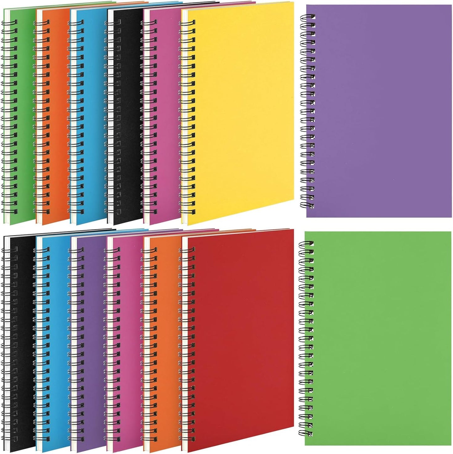 Leelosp 12 Pack Small Spiral Notebook Lined Spiral Journal College Ruled Notebook Wire Bound Kraft Cover, 120 Pages for Work (Multicolor,5.5 x 8.3 Inch)
