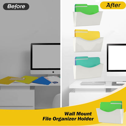 Kuntine.B 3 Pack Clear Single Pocket File Holder Hanging Wall Organizer, Wall Mount Mails Magazines Organizer for Office and Home