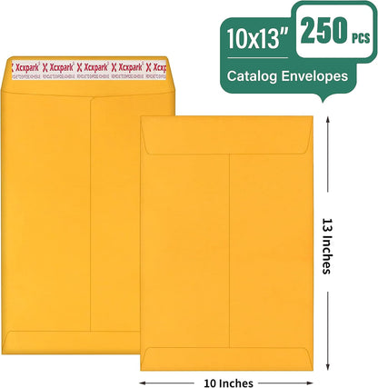 Xxcxpark 250 PCS 6x9 inches Security Catalog Envelopes Printable Self Seal Envelopes, Anti Tear brown Kraft Envelopes for Invitation Cards, Pictures, Photos, Documents
