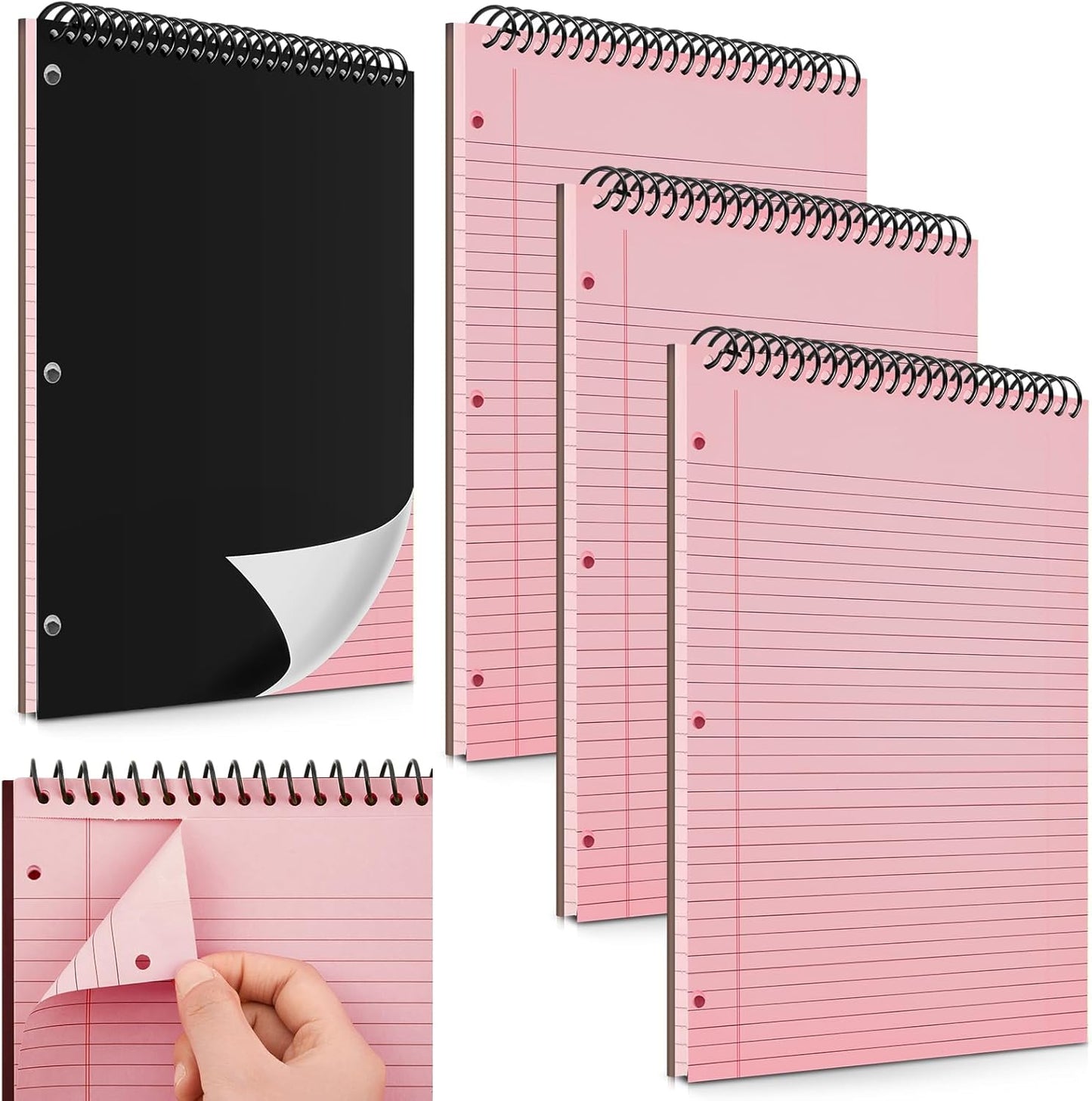 MotiMind 10 Pack 8.5" x 11" Top Spiral Notebook with 3 Hole Punched Morandi Colors Legal Pads College Ruled Notepad 50 Sheets Hard Cardboard Paper Wirebound Notepad for Office School Business