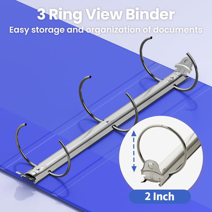 SUNEE 3 Ring Binder 3 Inch 1 Pack, Clear View Binder Three Ring PVC-Free (Fit 8.5x11 Inches) for School or Office Supplies, Pink