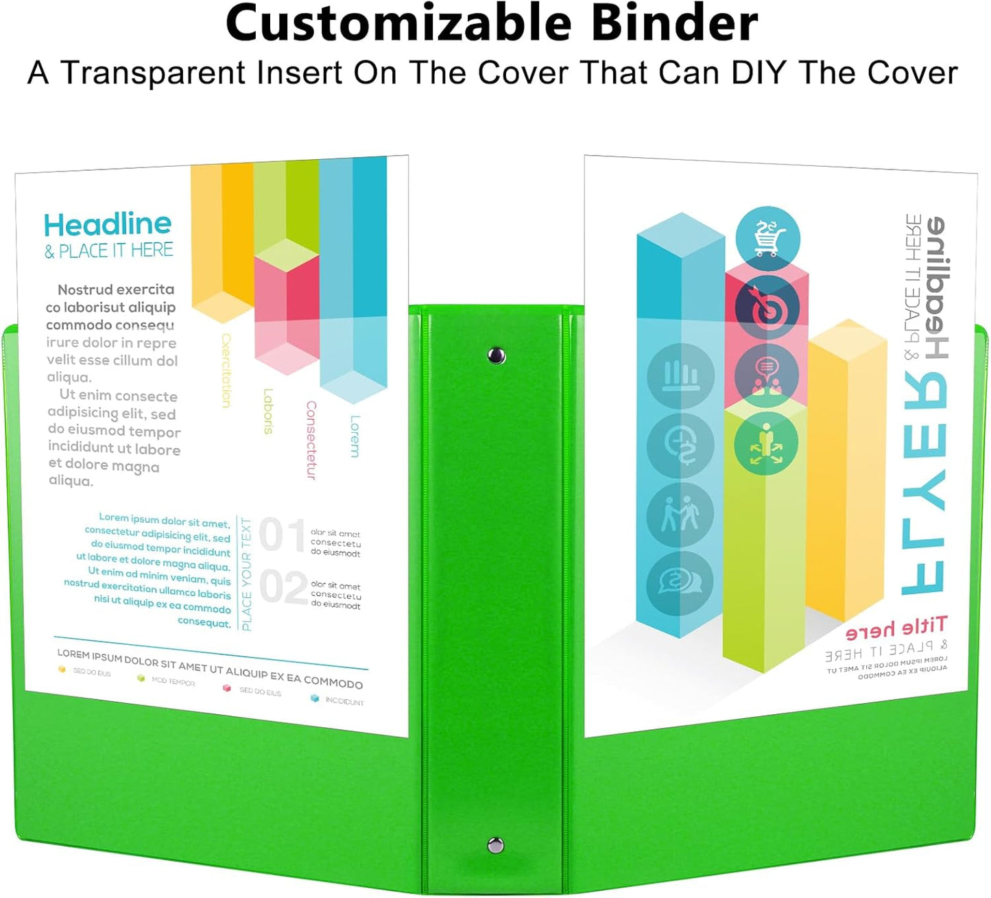CIXILDTS 1-Inch Round Ring Binders, Standard 3 Ring Binder Fit Letter Size Paper, Presentation View Binders, 6 Packs, Assorted