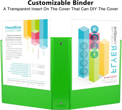 CIXILDTS 1-Inch Round Ring Binders, Standard 3 Ring Binder Fit Letter Size Paper, Presentation View Binders, 6 Packs, Assorted
