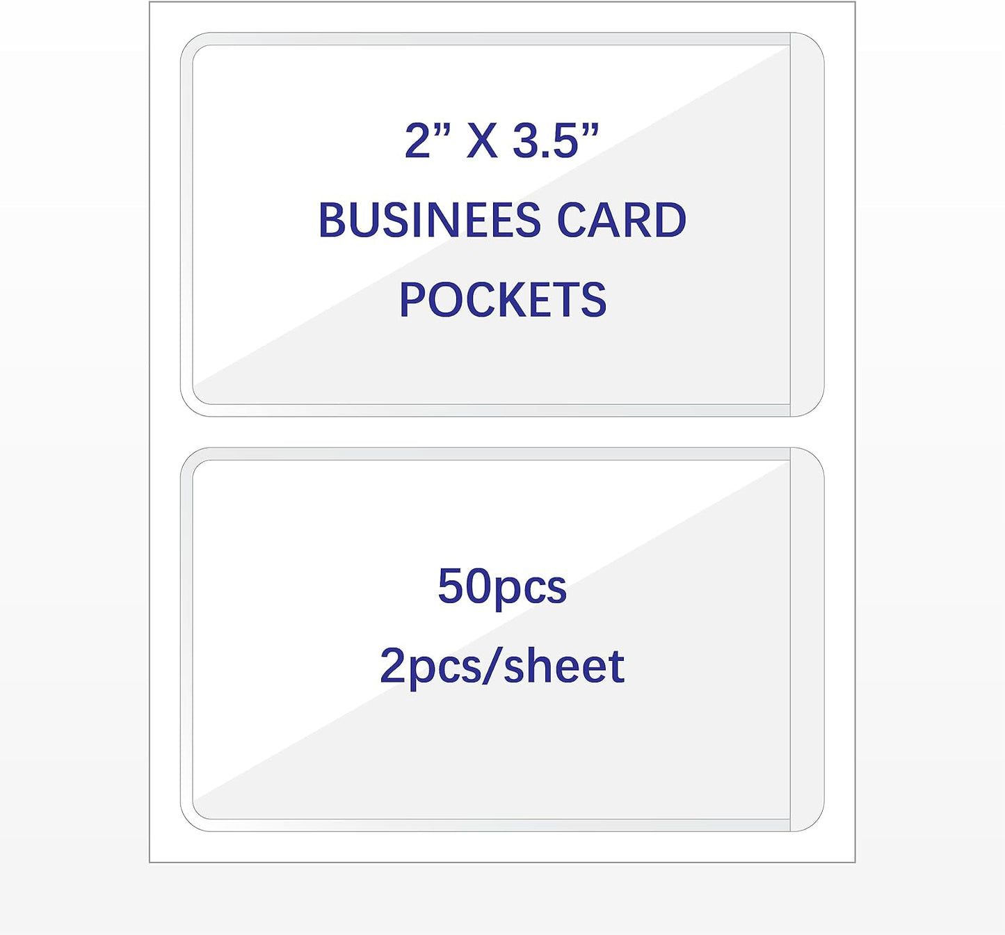 Clear Adhesive 3" x 5" Index Card Pockets With Top Open Loading, 50 Pack, Plastic Labels Holders for Storage Bins and Library, Ideal for Organizing and Protecting Your Cards