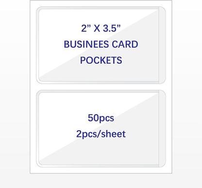 Clear Adhesive 3" x 5" Index Card Pockets With Top Open Loading, 50 Pack, Plastic Labels Holders for Storage Bins and Library, Ideal for Organizing and Protecting Your Cards