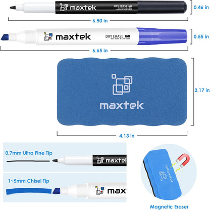 maxtek Low Odor Dry Erase Markers Chisel Tip, Whiteboard Markers Set 4 Count with 1 Magnetic Eraser