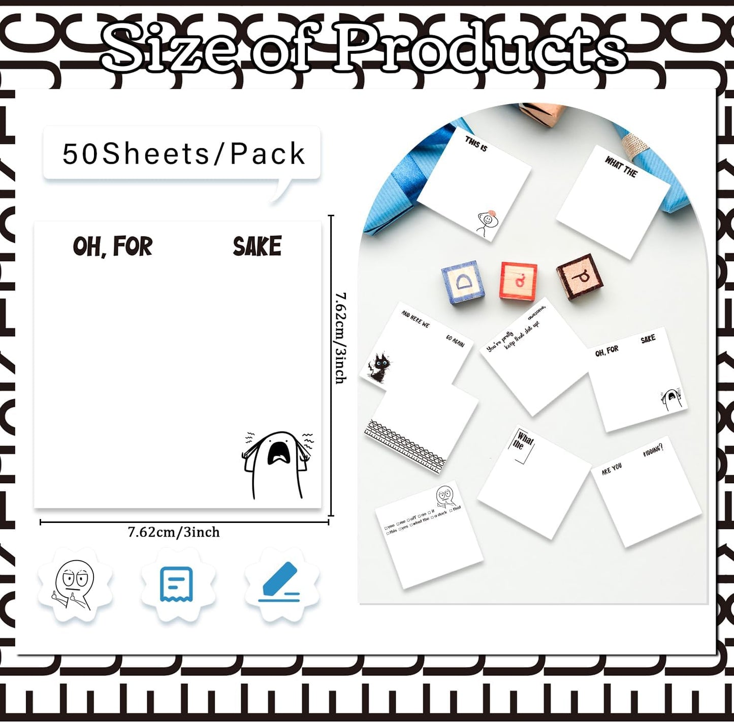 Inspirational Sticky Notes Gifts - 9 Pack Funny Positive Quotes Notepads 3x3 Inches, Fun Motivational Self-Adhesive Memo Pads Office Study Supplies for Friends Coworkers (450 Sheets)