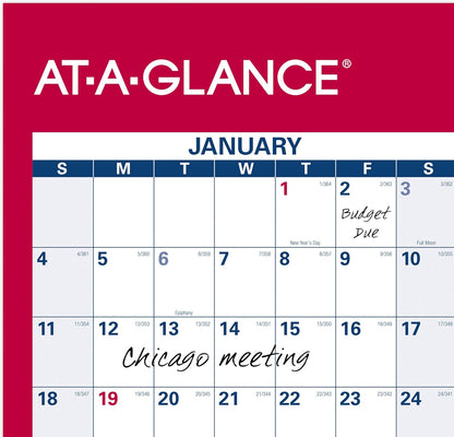 AT-A-GLANCE 2026 Erasable Calendar, Dry Erase Wall Planner, 12" x 16", Small, Vertical-Horizontal, Reversible, Compact (PM330B2826)