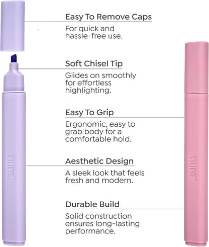 BLIEVE - Aesthetic Highlighters and Gel Pens With Soft Ink and Chisel Tip, Bible Highlighters and Pens No Bleed, Dry Fast Easy to Hold, for Bible Journaling Planner School Supplies (MORANDI)