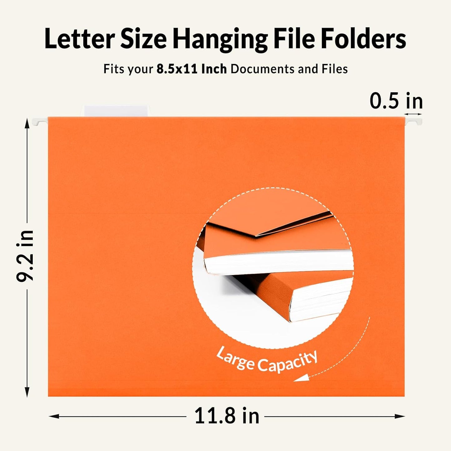 SUNEE Hanging File Folders, 25 Pack Letter Size Hanging File Folders with 1/5-Cut Tabs, Ideal for Home and Office Organization and Papers Classification,Yellow