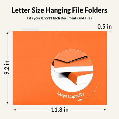 SUNEE Hanging File Folders, 25 Pack Letter Size Hanging File Folders with 1/5-Cut Tabs, Ideal for Home and Office Organization and Papers Classification,Yellow