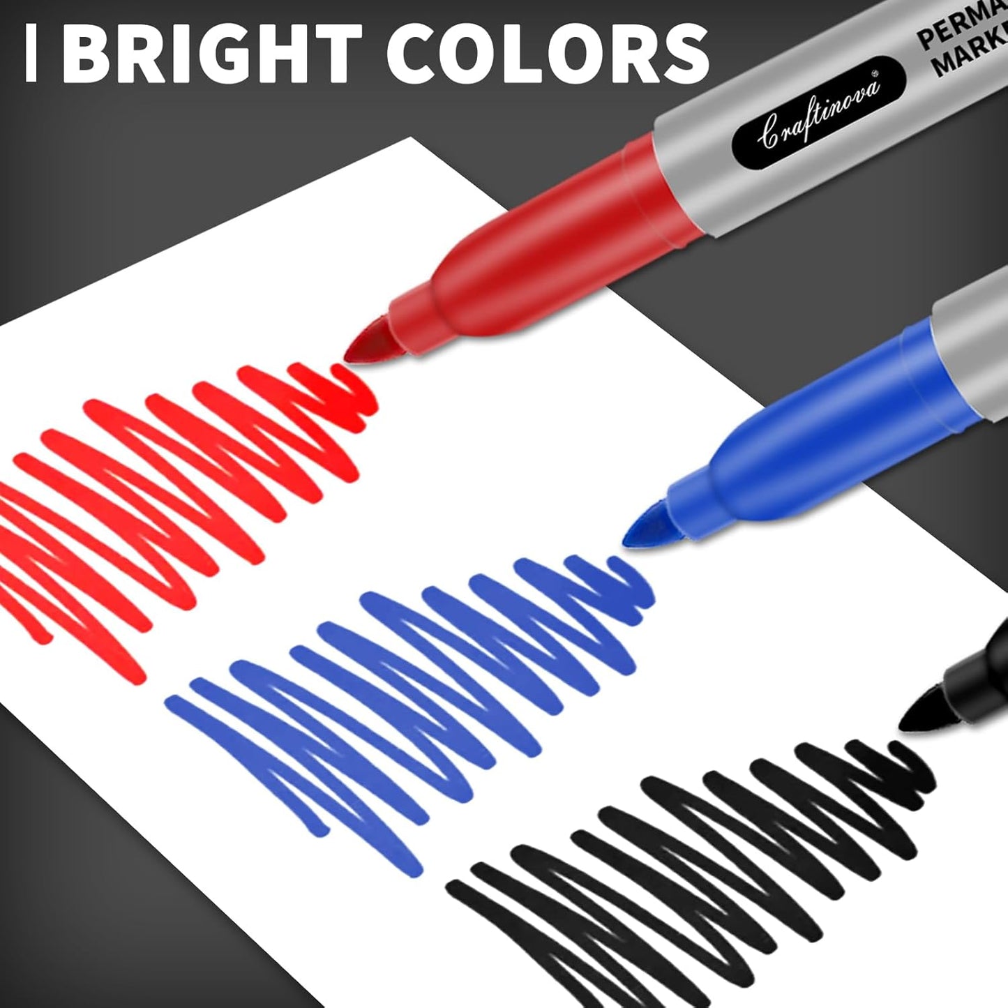 Black Ultra Fine Point Permanent Markers, Extra Fine Tip, Quick Drying and Waterproof, Fade Resistant Perfect on Paper, Glass, Metal, Plastic, Wood, Office & School Use, 30 Pack