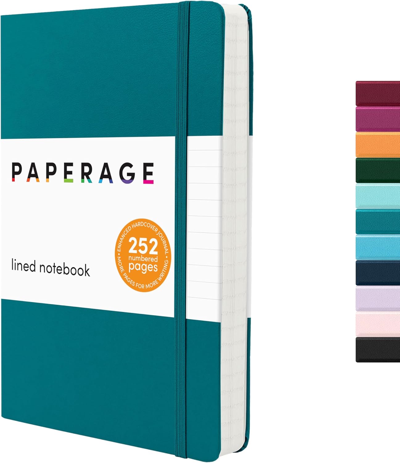 PAPERAGE Lined Journal Notebook, (Black), 160 Pages, Medium 5.6 in x 8 in - 100 GSM Thick Paper – Hardcover Journaling Notebook for Work, School & Note Taking