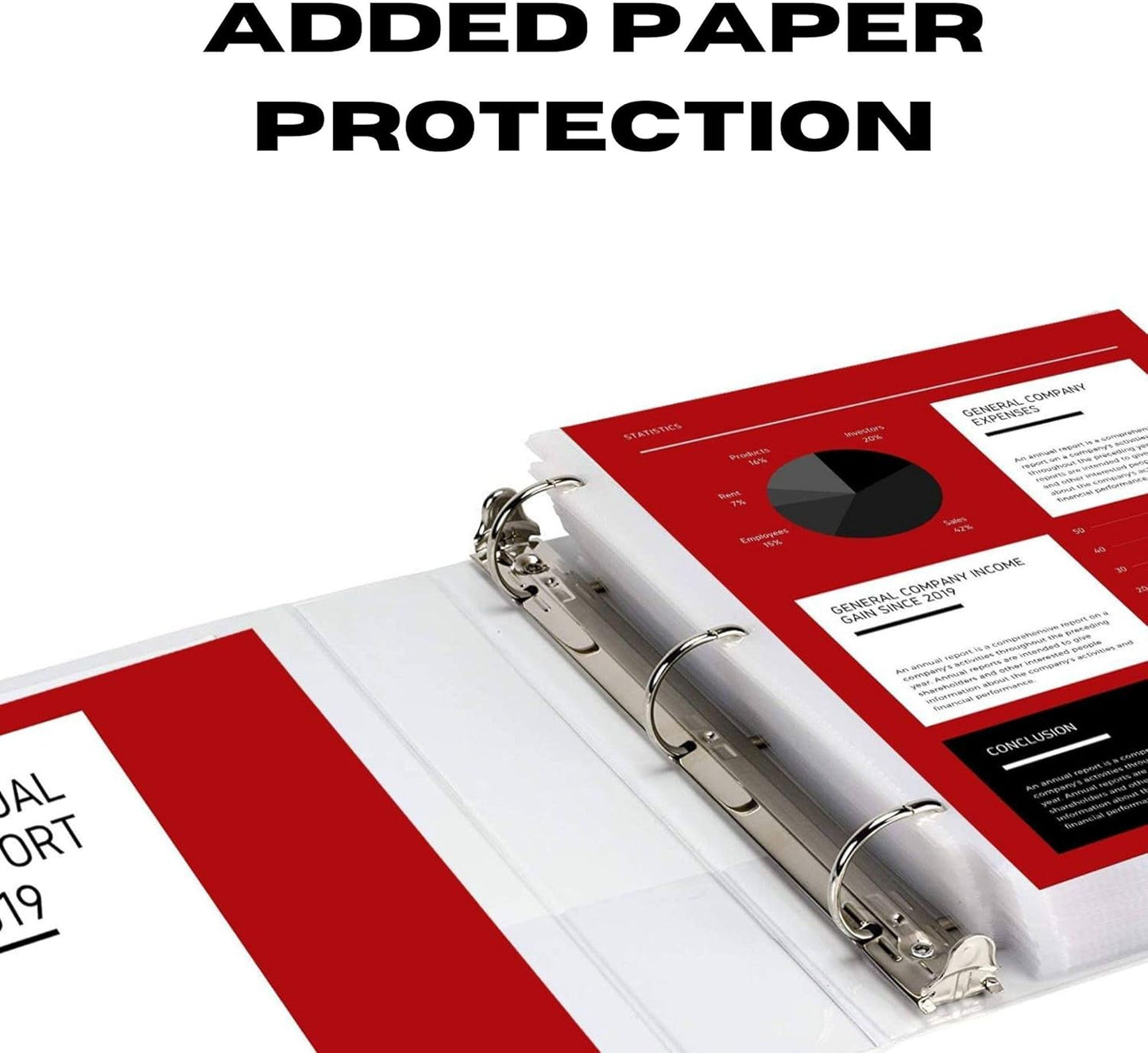 3 Ring Binder, Professional Angle D Ring Binder 5 Inch, Presentation Folder for Standard Pages 8.5 x 11 with Pockets, Crystal Clear View White (1 Pack)