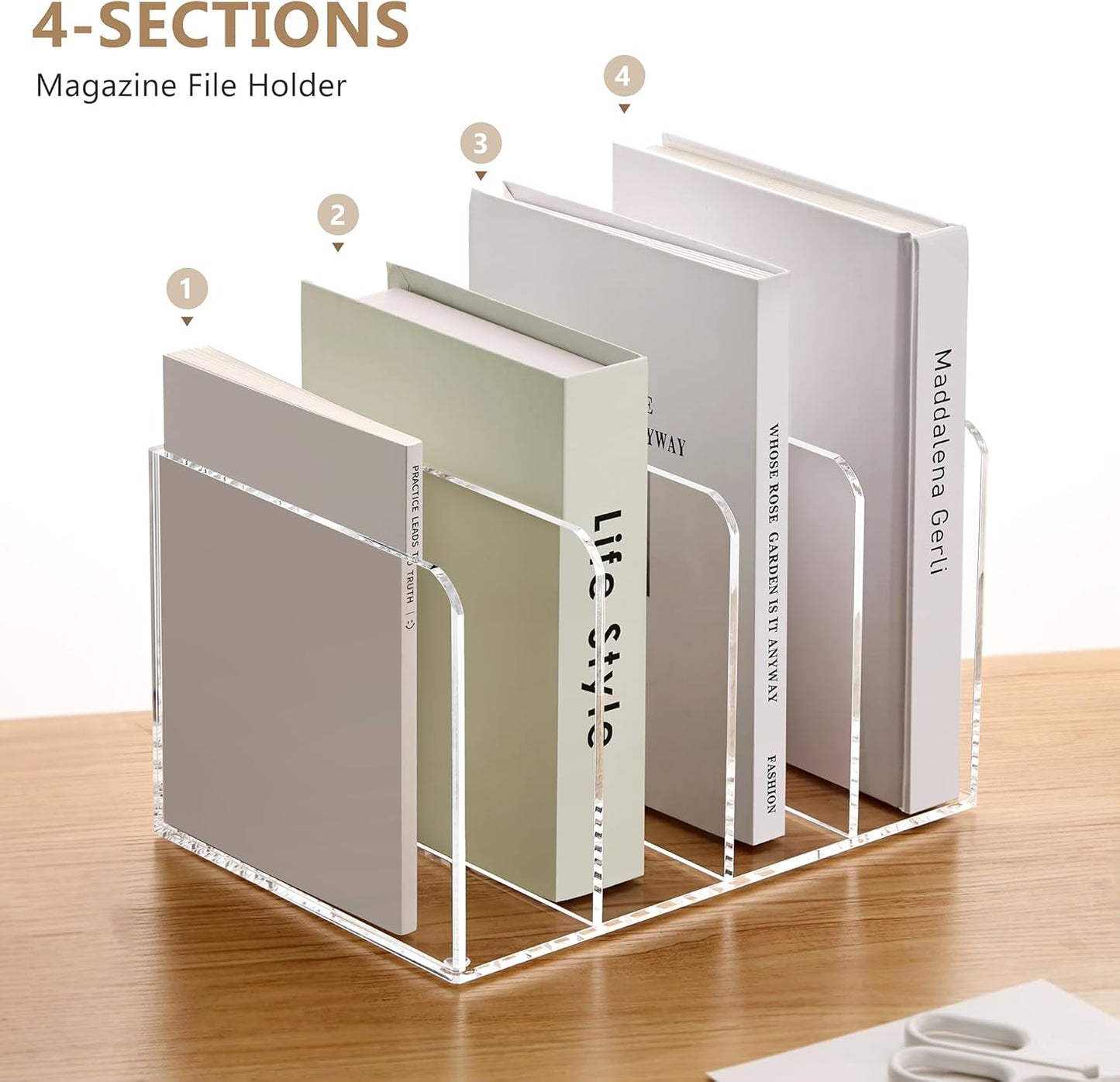 SANRUI 2-Pack Acrylic Magazine File Holder Desk Organizer Magazine Rack, Clear, Vertical File Sorter Holders, 9.45" D x 3.54" W x 10.24" H