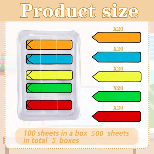 Teling 2000 Page Markers Colored Sticky Tabs Arrow Flags Tabs with Dispenser - 5 Colors Sign Here Index Tab Stickers for Notebooks, Books, Documents, Office Paper Organization