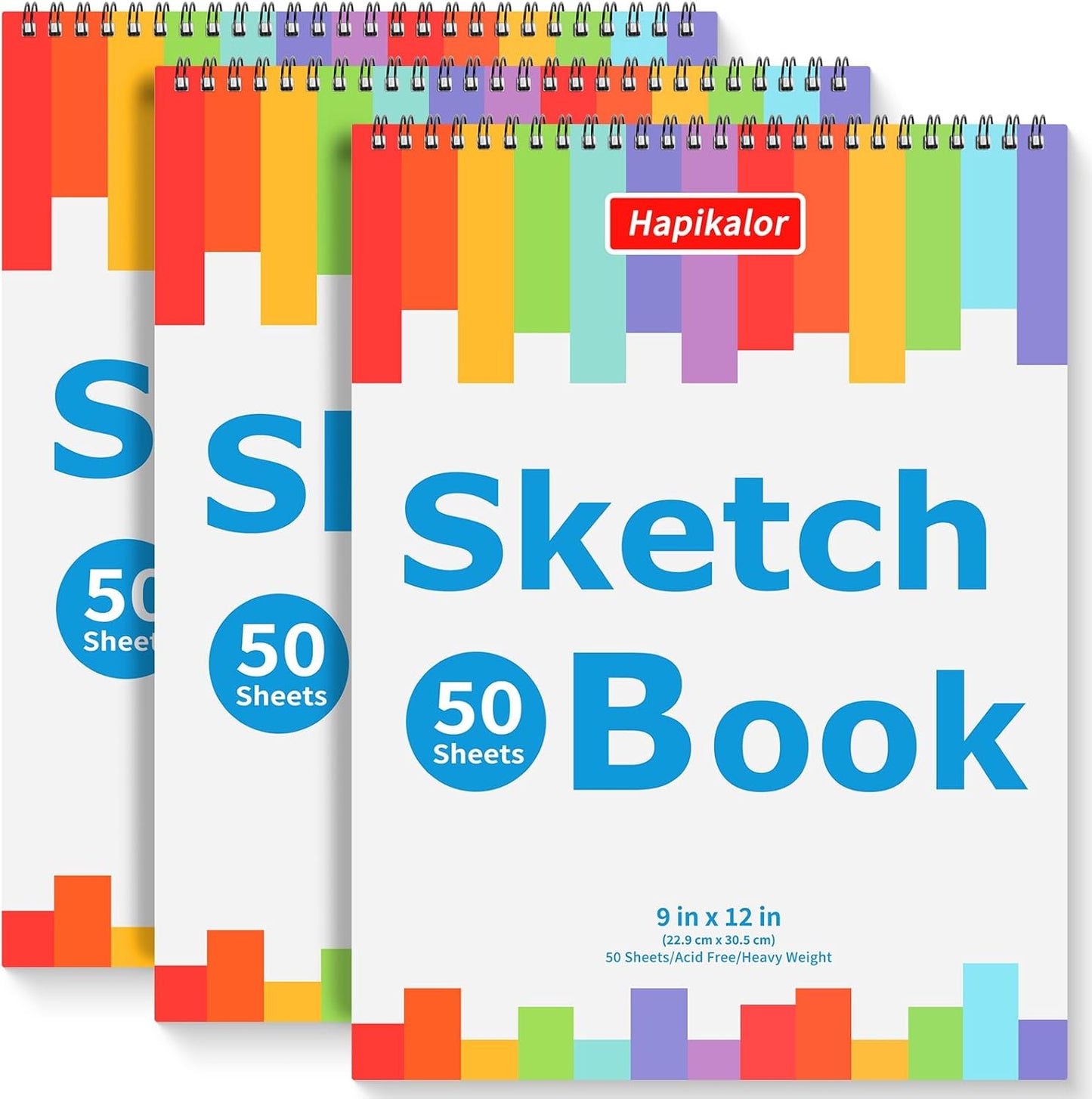 9" x 12" Sketch Book, 2-Pack 50 Sheets Spiral Bound Art Sketchbook, Acid Free Artist Drawing Book Paper, Art Supplies for Adults Kids, Craft Activities, Sketch Paper for Drawing Coloring Sketching