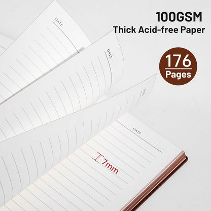 CAGIE Lined Journal Notebook for Men & Women,176 Pages A5 Medium Size, Softcover Leather Journals for Writing, College Ruled Notebook for Work & School, 100 GSM Thick Paper (5.7'' x 8.3'') (Burgundy)