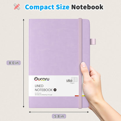 Oucaru Lined Journal Notebook, 8 Pack, 180 Pages, A5 Journals for Writing, 100 GSM Thick Paper, Small Notebooks Daily Journal for Women Men Work, Business, School, Travel Supplies