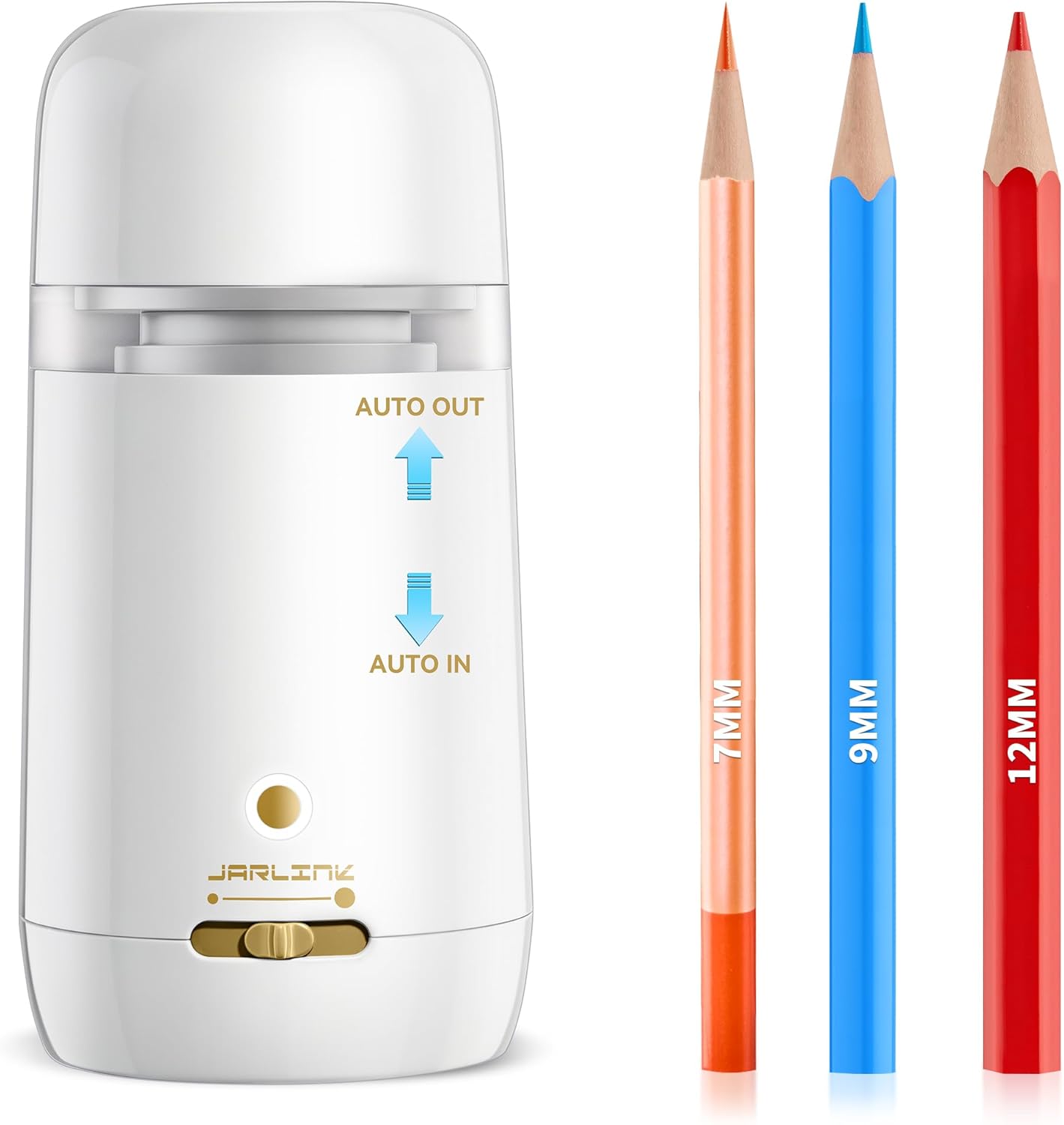 JARLINK Automatic Electric Pencil Sharpener - Hands-Free Operation, 3 Sharpness Modes, 3-Second Sharpening, Rechargeable & Portable for 7-12mm Pencils, Ideal for Classroom and Home Use (Black)