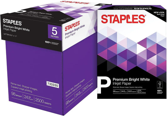 Staples Premium 8.5-Inch X 11-Inch Multipurpose Paper 24 Lbs. 98 Bright 500/Ream