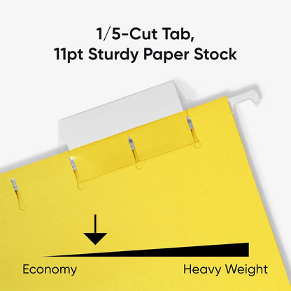 Smead Standard Hanging File Folders, 25 Count, Assorted Primaries, 1/5-Cut Adjustable Tabs, Letter Size (64059)