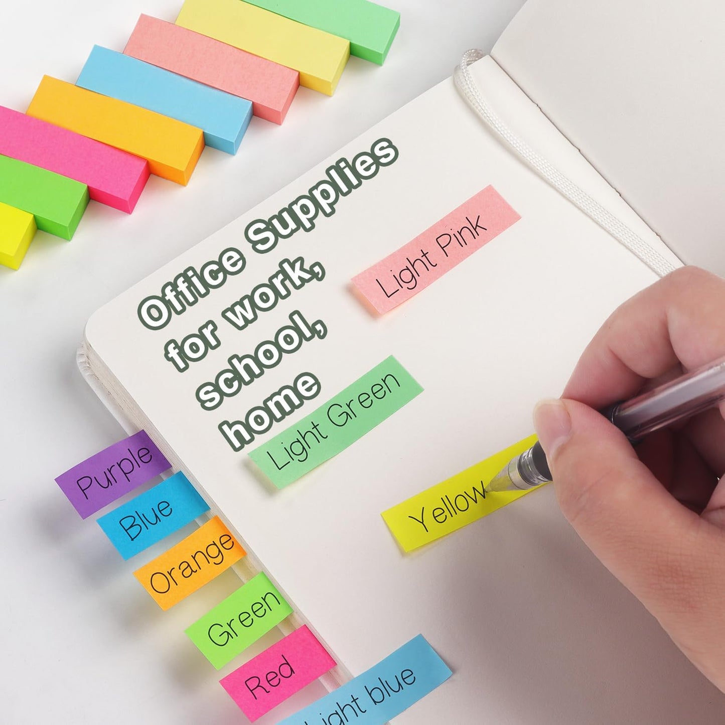 Eastern Wolf 30 Pads 0.5x1.8 Sticky Notes Flags Tabs Page Markers 6 Bright Color Sticky Index Tabs Page Flags 80 Sheet/Pad