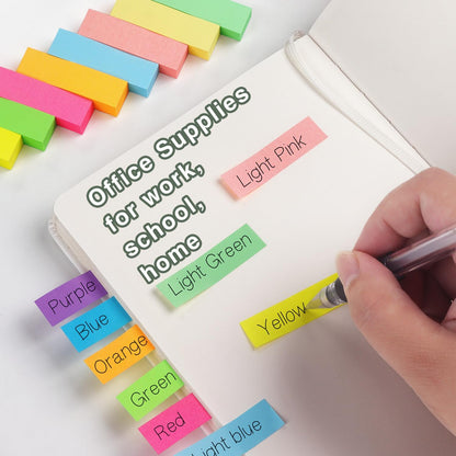 Eastern Wolf 30 Pads 0.5x1.8 Sticky Notes Flags Tabs Page Markers 6 Bright Color Sticky Index Tabs Page Flags 80 Sheet/Pad