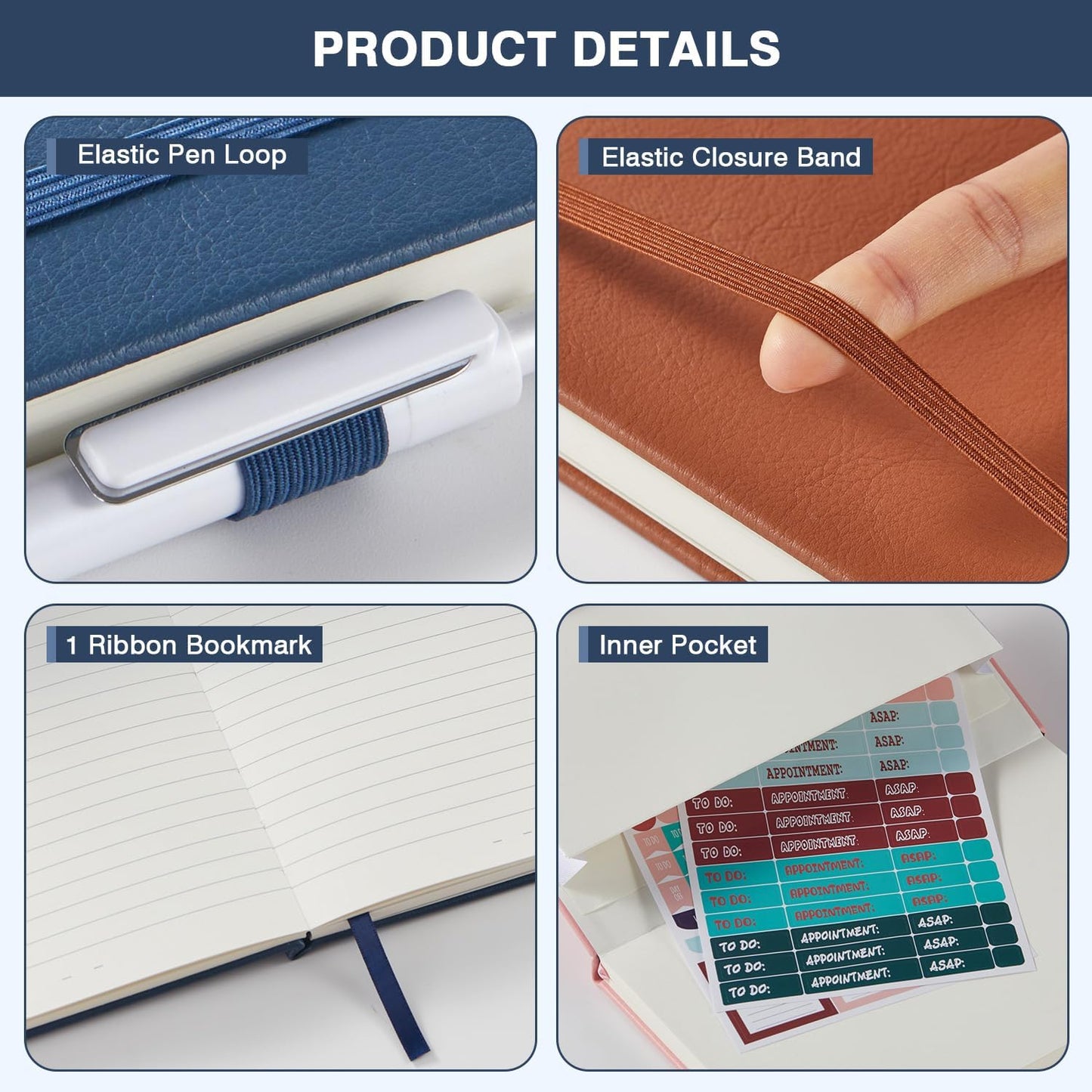 NIRMIRO Small Notebook Journals, 3 Pack Mini Pocket Note pads for Men & Women Writing, A6 Small Leather Notepad 3.7" x 5.7" with Pen, Black, Red, Green