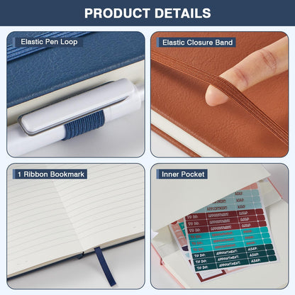 NIRMIRO Small Notebook Journals, 3 Pack Mini Pocket Note pads for Men & Women Writing, A6 Small Leather Notepad 3.7" x 5.7" with Pen, Black, Red, Green