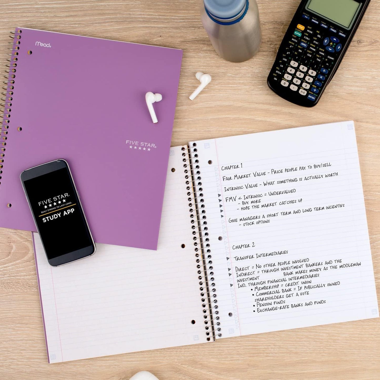 Five Star Spiral Notebook + Study App, 3 Subject, College Ruled Paper, 8-1/2" x 11", 150 Sheets, Fights Ink Bleed, Water Resistant Cover, Amethyst Purple (38746)