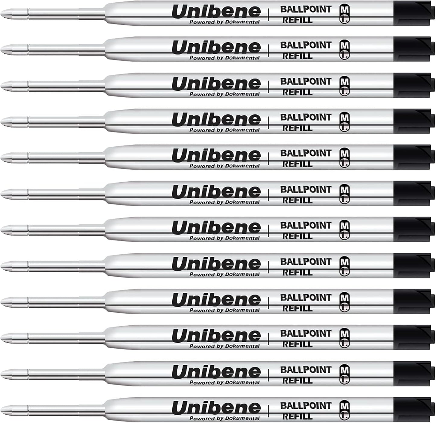 Unibene Parker Compatible Ballpoint Refills 12 Pack,1.0mm Medium Point-Black, Smooth Writing Replaceable German Ink Tactical Pen Refills for Parker Ballpoint/UZI Pen