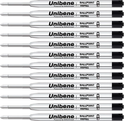 Unibene Parker Compatible Ballpoint Refills 12 Pack,1.0mm Medium Point-Black, Smooth Writing Replaceable German Ink Tactical Pen Refills for Parker Ballpoint/UZI Pen
