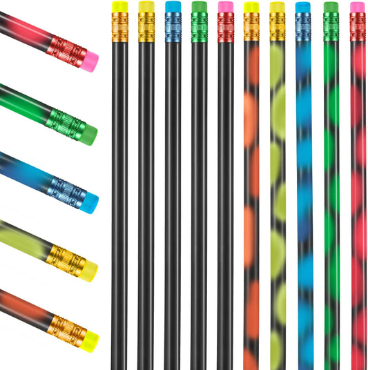 Outus 30 Pieces Color Changing Mood Pencil Bulk with Eraser 2B Wooden Heat Activated Fun Pens Assorted Color Thermochromic Pens for Kids Students Back to School Pencils Gift Birthday Party Favor