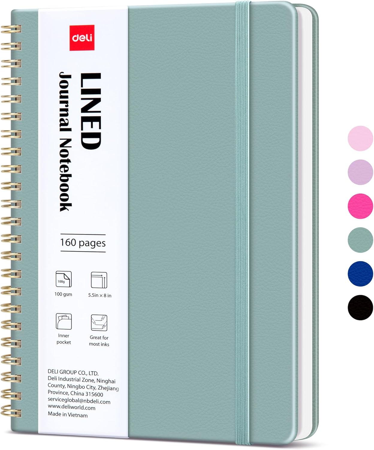 deli Rose Red Lined Spiral Journal Notebook, 160 Pages, A5 (5.5"x8") Hardcover Writing Notebook, College Ruled Spiral Bound Journal for Women & Men - Perfect for Work, School, Office & Note Taking