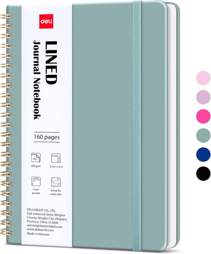 deli Rose Red Lined Spiral Journal Notebook, 160 Pages, A5 (5.5"x8") Hardcover Writing Notebook, College Ruled Spiral Bound Journal for Women & Men - Perfect for Work, School, Office & Note Taking