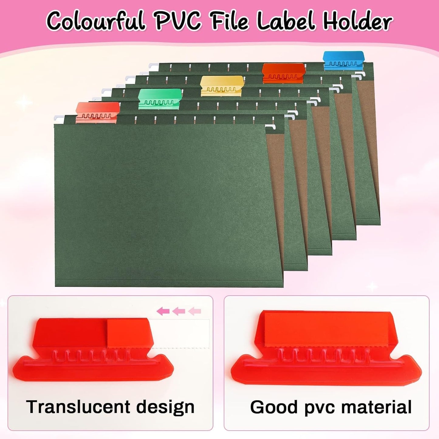 File Folder Tabs, Selizo 100 Sets Hanging File Folder Labels 2" Tabs and Inserts for Hanging Files