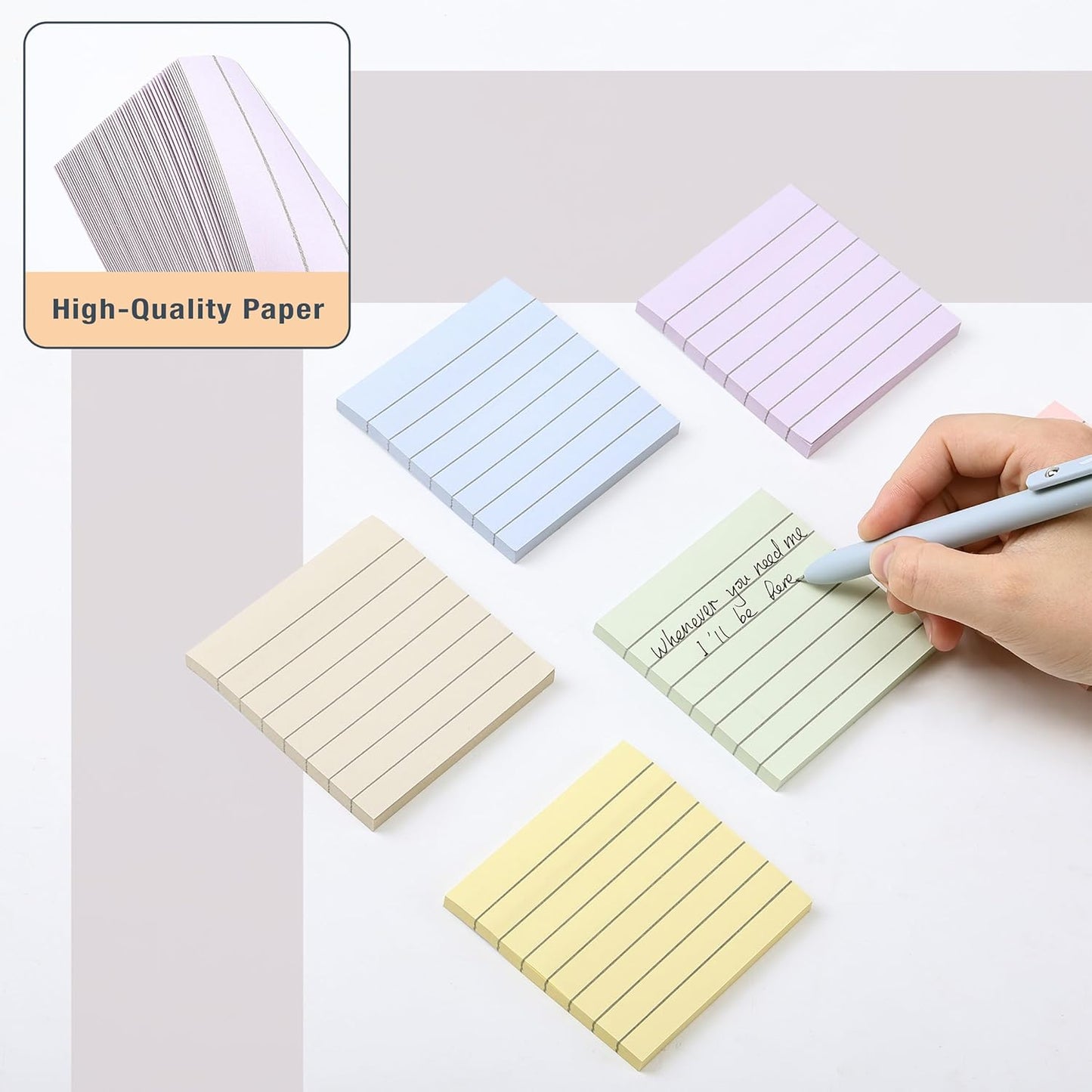 Mr. Pen- Lined Sticky Notes, 3" x 3", 12 Pads, 60 Sheets/Pad, Morandi Color, Bulk Sticky Notes with Lines, Ruled Post Stickies, Memo Pads, Self-Stick Note Pad for Office, School, Home, Study