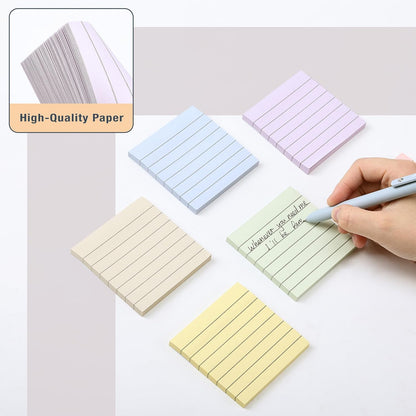 Mr. Pen- Lined Sticky Notes, 3" x 3", 12 Pads, 60 Sheets/Pad, Morandi Color, Bulk Sticky Notes with Lines, Ruled Post Stickies, Memo Pads, Self-Stick Note Pad for Office, School, Home, Study