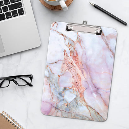 Hongri Plastic Cute Clipboard, Letter Size for Students, Teacher, Woman and Kids, Low Profile Clip, Decorative Pattern, Size 9 x 12.5 in, Dream Marble