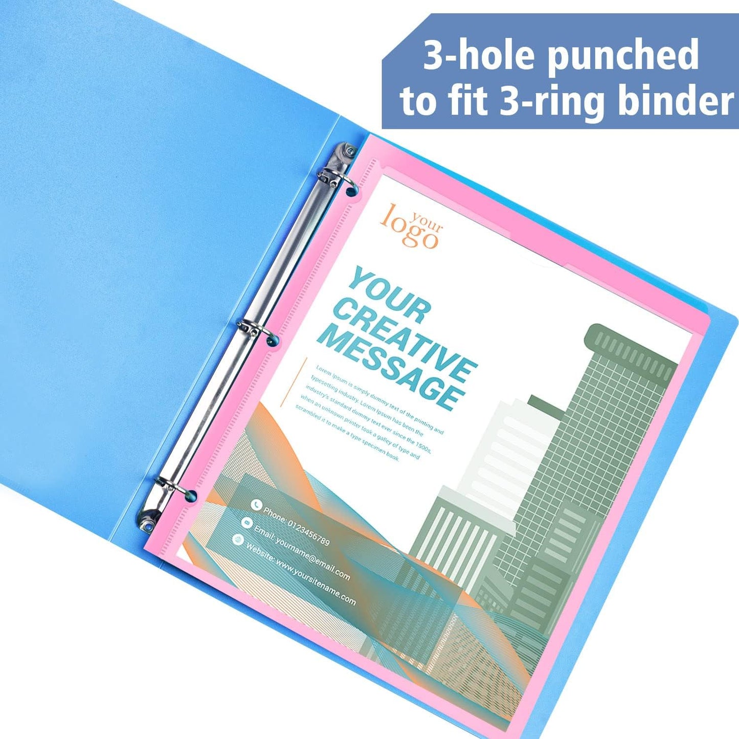 INFUN Heavy Duty Plastic Pocket Folder with Prongs and Clear Front Pocket - 18 Pack, 3 Prong Folders with Pockets and Card Slot, Assorted Colors