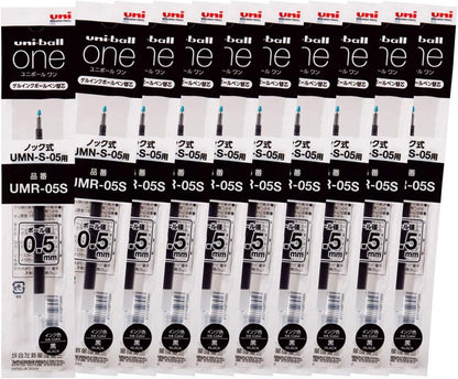 Mitsubishi Pencil Uni-Ball One Gel Ballpoint Pen Refill, 0.5, Black, 10 Pieces, Hako UMR05S.24